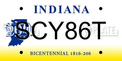 SCY86T Indiana License Plate