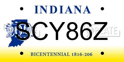 SCY86Z Indiana License Plate