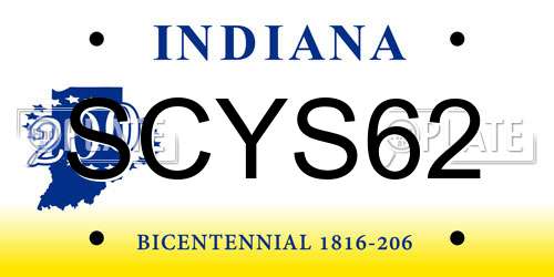 SCYS62 Indiana License Plate