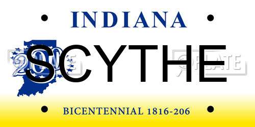 SCYTHE Indiana License Plate