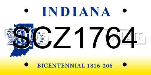 SCZ1764 Indiana License Plate