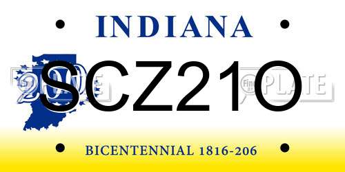 SCZ21O Indiana License Plate