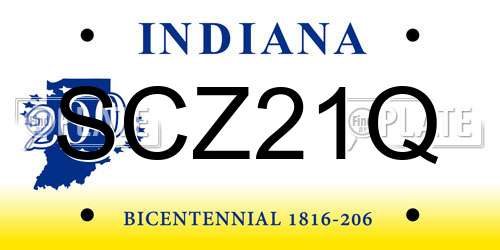 SCZ21Q Indiana License Plate