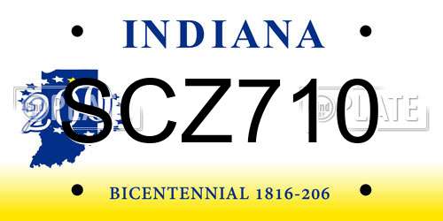 SCZ710 Indiana License Plate