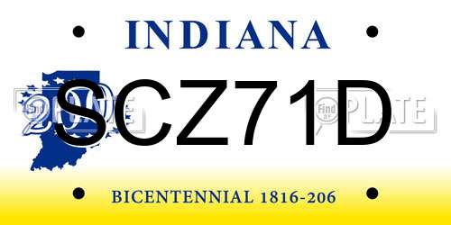 SCZ71D Indiana License Plate