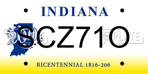 SCZ71O Indiana License Plate