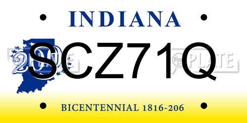 SCZ71Q Indiana License Plate