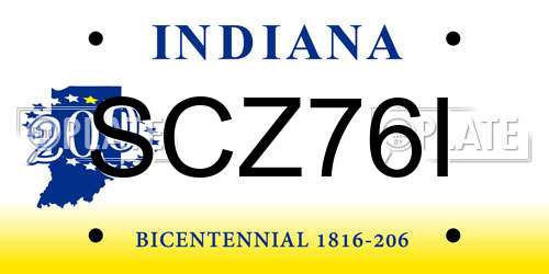 SCZ76I Indiana License Plate