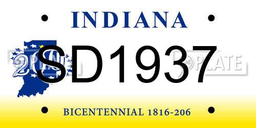 SD1937 Indiana License Plate
