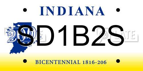 SD1B2S Indiana License Plate