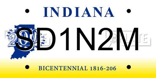 SD1N2M Indiana License Plate