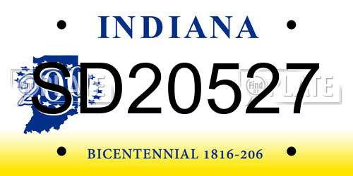 SD20527 Indiana License Plate