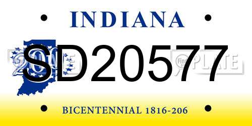 SD20577 Indiana License Plate