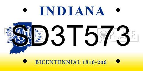 SD3T573 Indiana License Plate
