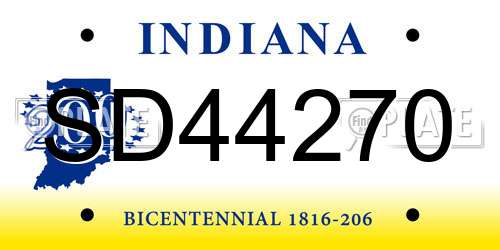 SD44270 Indiana License Plate