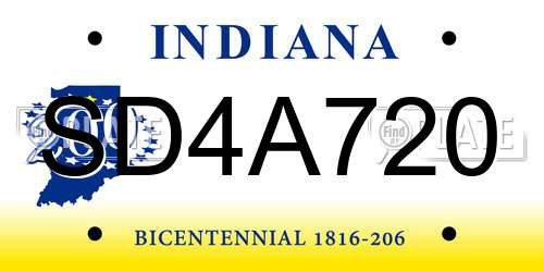 SD4A720 Indiana License Plate