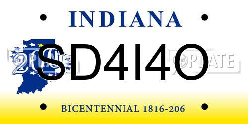 SD4I4O Indiana License Plate