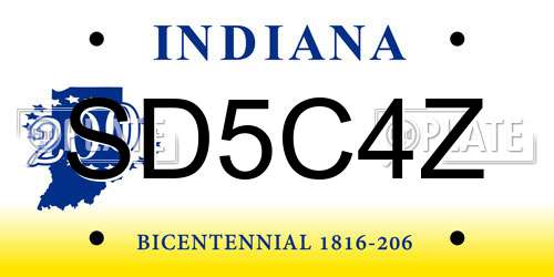 SD5C4Z Indiana License Plate