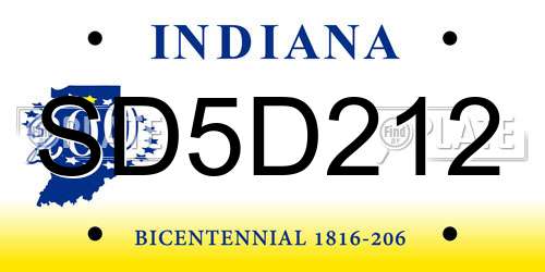 SD5D212 Indiana License Plate