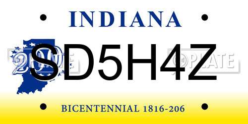 SD5H4Z Indiana License Plate