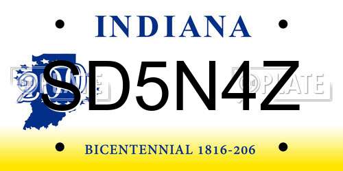SD5N4Z Indiana License Plate