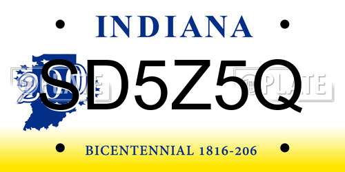 SD5Z5Q Indiana License Plate