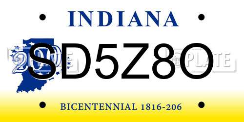 SD5Z8O Indiana License Plate