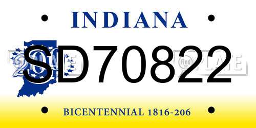 SD70822 Indiana License Plate