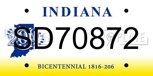 SD70872 Indiana License Plate