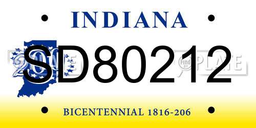 SD80212 Indiana License Plate