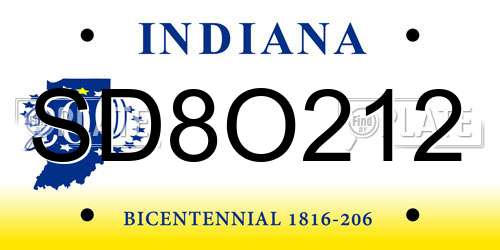 SD8O212 Indiana License Plate