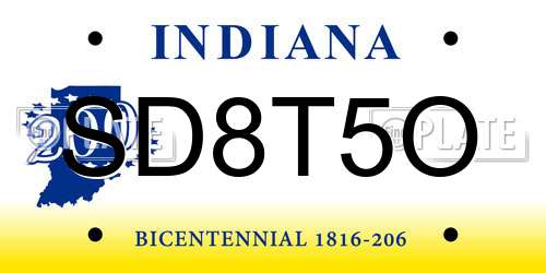SD8T5O Indiana License Plate