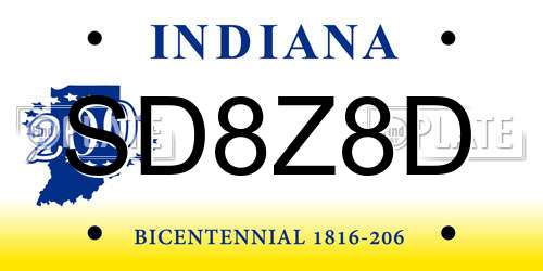 SD8Z8D Indiana License Plate
