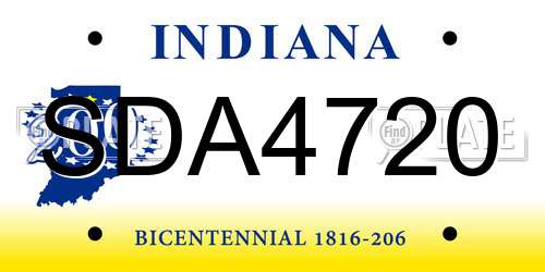 SDA4720 Indiana License Plate