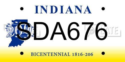 SDA676 Indiana License Plate