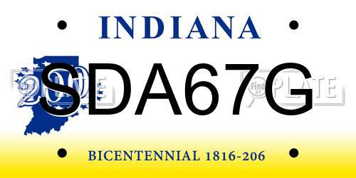 SDA67G Indiana License Plate