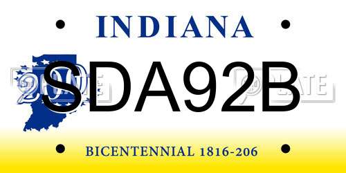 SDA92B Indiana License Plate