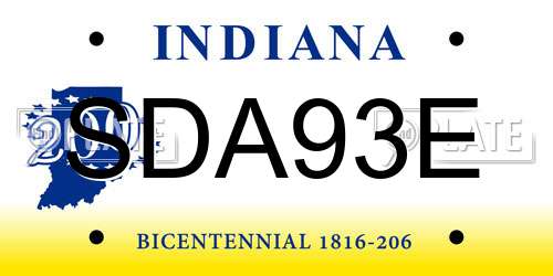 SDA93E Indiana License Plate