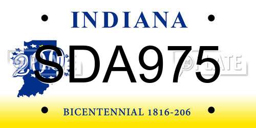 SDA975 Indiana License Plate