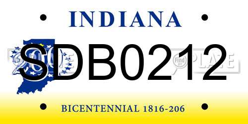 SDB0212 Indiana License Plate