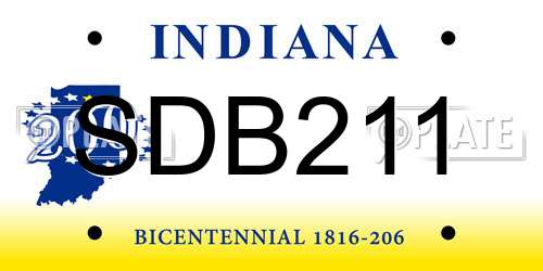 SDB211 Indiana License Plate