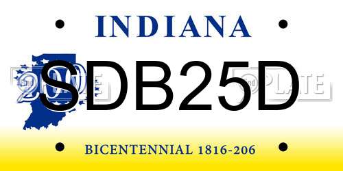SDB25D Indiana License Plate