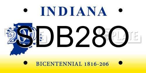 SDB28O Indiana License Plate