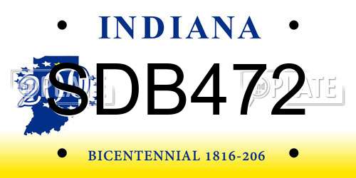SDB472 Indiana License Plate