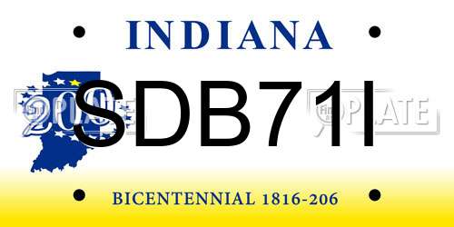 SDB71I Indiana License Plate