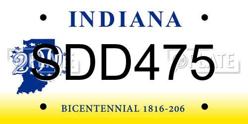 SDD475 Indiana License Plate