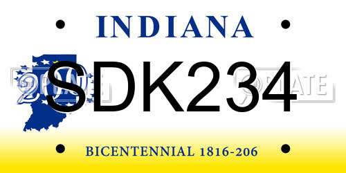SDK234 Indiana License Plate