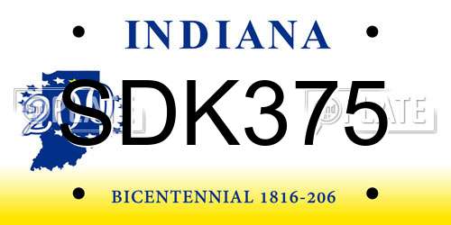 SDK375 Indiana License Plate