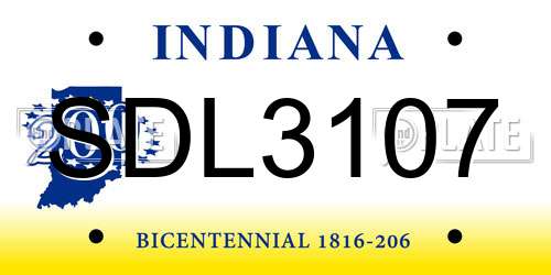 SDL3107 Indiana License Plate