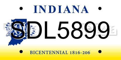 SDL5899 Indiana License Plate